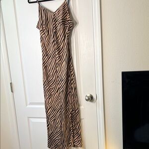 Lea & Viola Strapless Zebra Print Dress - Black and Tan